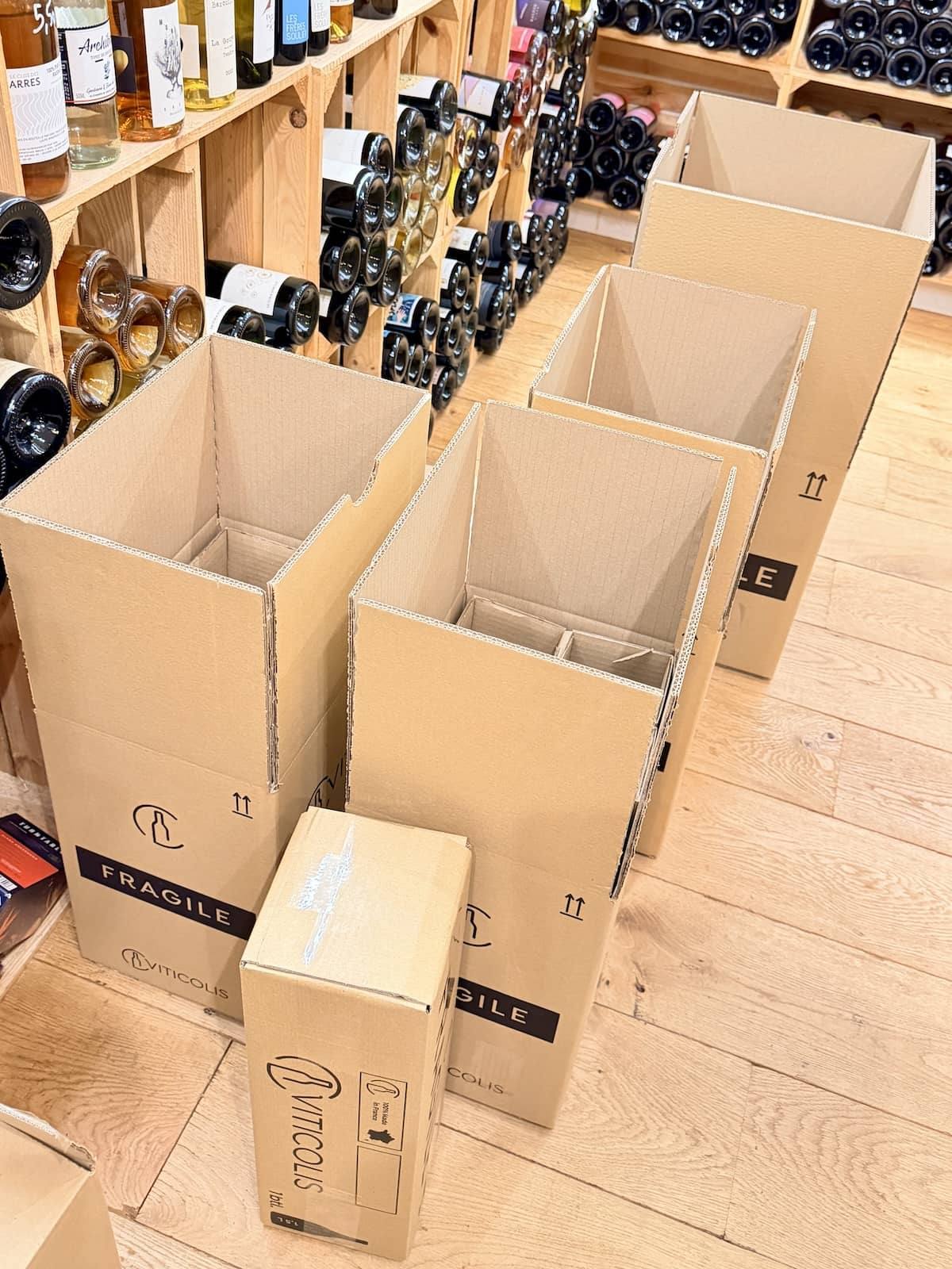 Cartons d'expédition certifiés avec alvéoles de calage, formats 1 à 12 bouteilles