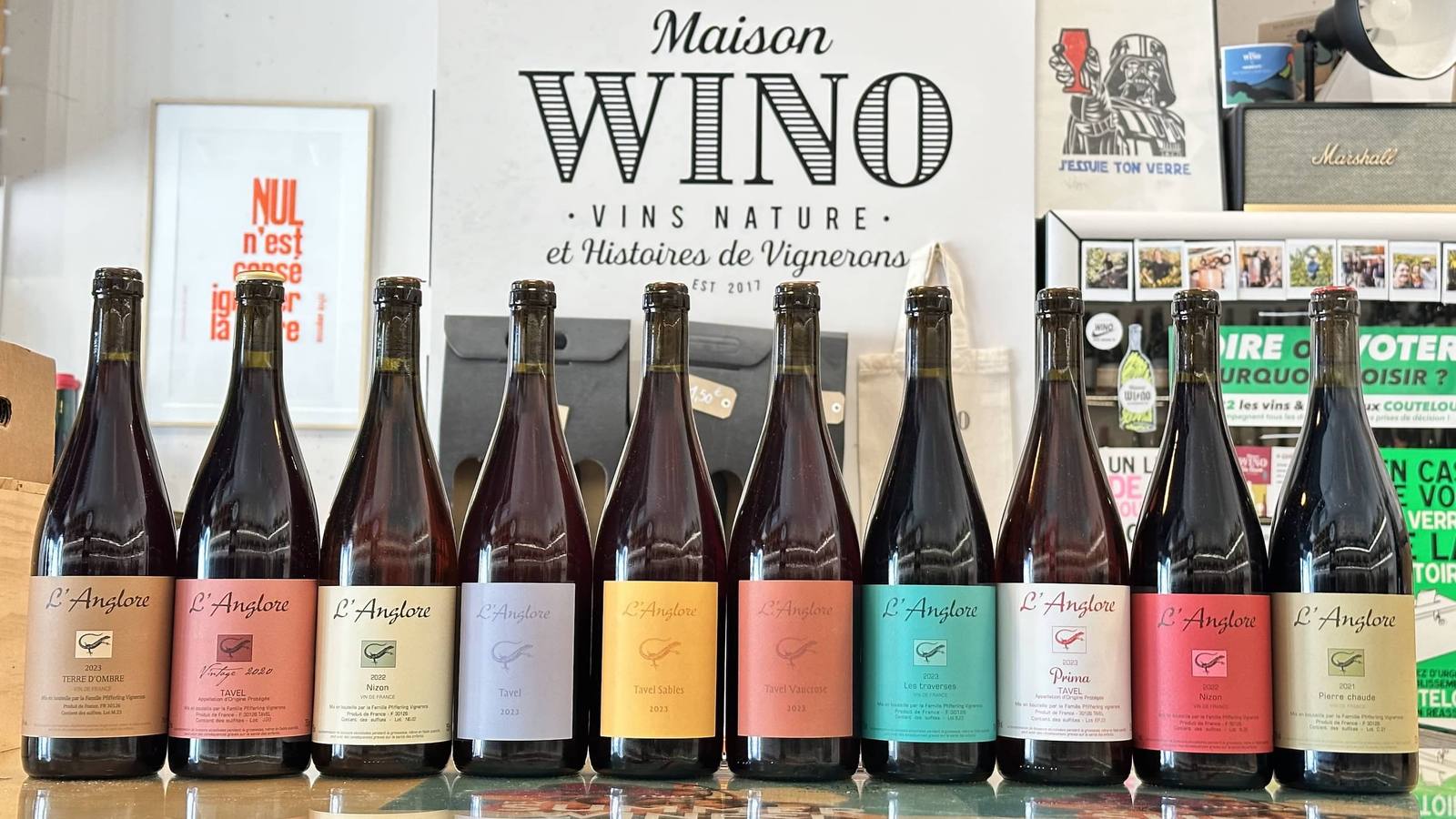 Les cuvées du domaine L'Anglore réunies dans la cave Maison Wino