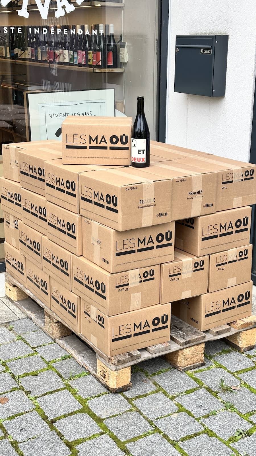 Palette de la cuvée 2 et Deux à son arrivée à la cave Maison Wino
